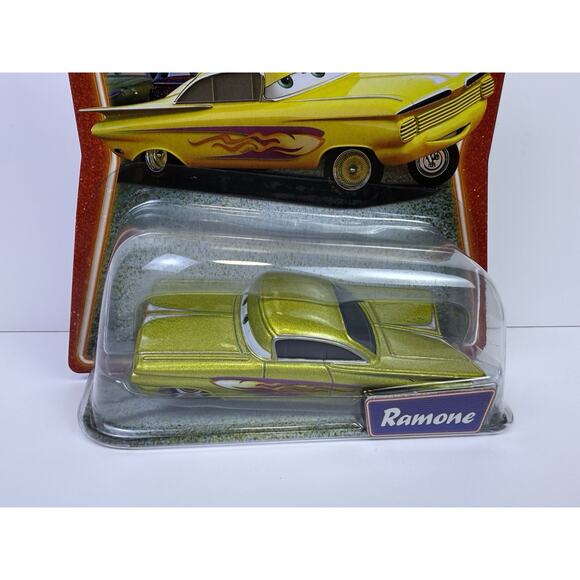 NIB Disney Pixar Cars Supercharged Yellow Ramone With Flames 1:55 Diecast Car - Picture 4 of 8